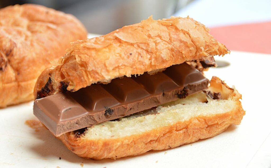 this chocolate bar on a croissant is not healthy eating for beginners