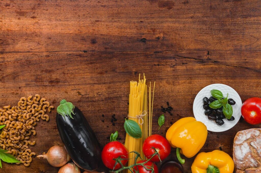 veggies on a counter cutting board